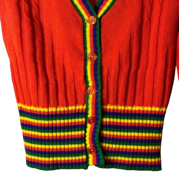Vintage Starlight Trading Inc Rainbow Striped Button Cardigan 100% Acrylic Korea - Picture 5 of 14